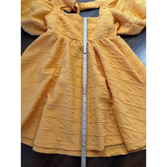 Free People Violet Mini Dress Carrot Orange Babydoll Bell Sleeve Boho Romantic M - Picture 6 of 7